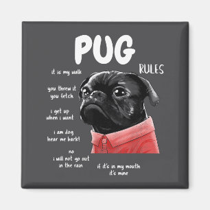 Schattig Kawaii Grappige Zwarte Pug Hond Heerst Ov Magneet