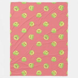 Schattig Kawaii Groene Slijm Monster Donkerroze Fleece Deken