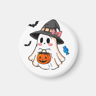 Schattig Kawaii Halloween spook in heksenhoed met Magneet