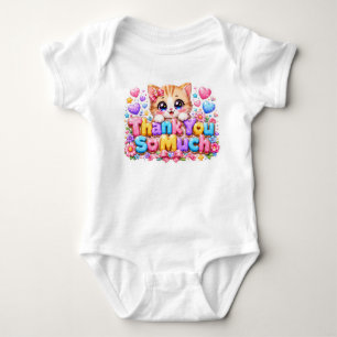 Schattig Kawaii Hartelijk Dank Kat Naam Pastel Roz Romper