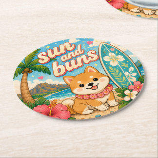 schattig kawaii hawaii  ronde kartonnen onderzetter