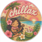 schattig kawaii hawaii sticker (Voorkant)