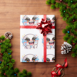 Schattig Kawaii Huilend Lachend van Geluk Gelukkig Cadeaupapier