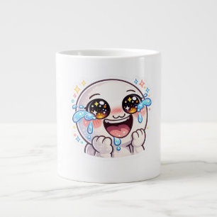 Schattig Kawaii Huilend Lachend van Geluk Gelukkig Grote Koffiekop