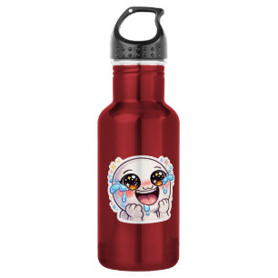 Schattig Kawaii Huilend Lachend van Geluk Gelukkig Waterfles
