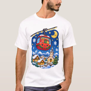 Schattig Kawaii Kerst Gondel Dorp T-shirt