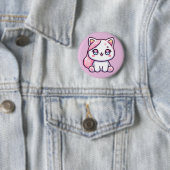 Schattig Kawaii Kitten Ronde Button 5,7 Cm (In situ)