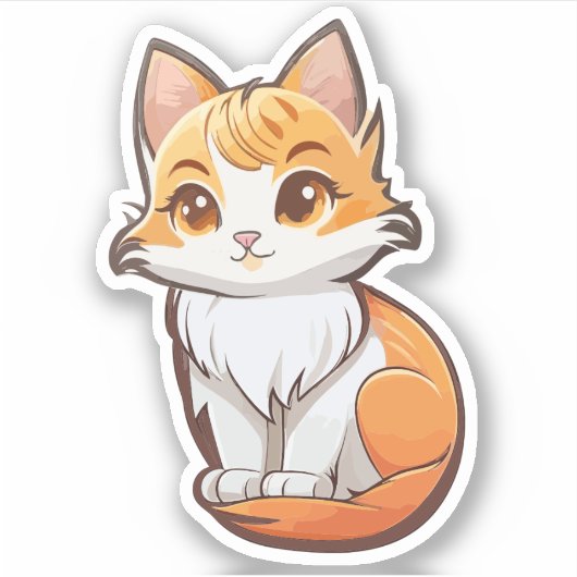 Schattig Kawaii Kitten Sticker (Voorkant)