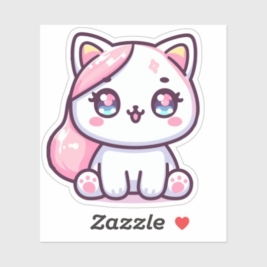Schattig Kawaii Kitten Sticker (Vel)