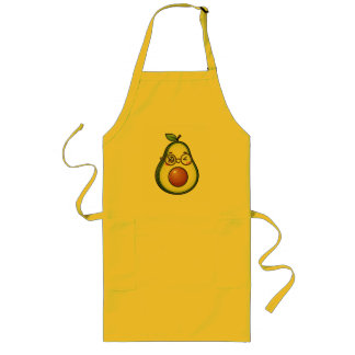 Schattig Kawaii Knipogende Avocado met Bril Lang Schort
