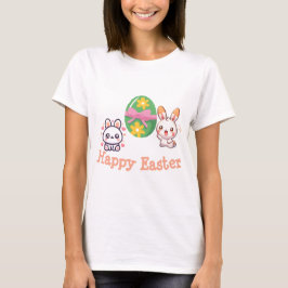 Schattig Kawaii Konijn Gelukkig Pasen T-shirt