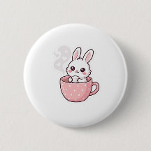 : Schattig Kawaii Konijn in Theekopje Knop.