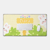 Schattig Kawaii Konijn Pastel Lente Bloemen Bureaumat (Keyboard & Muis)