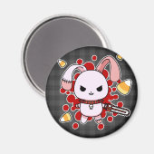 Schattig Kawaii kwaad konijn met kettingzaag Magneet (Voorkant / Achterkant)