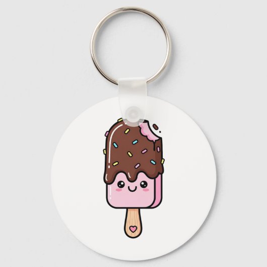 Schattig Kawaii Lachend Ijslolly Sleutelhanger (Voorkant)
