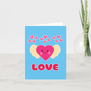 Schattig Kawaii Liefde Hart Engel Gelukkige Valent Feestdagen Kaart