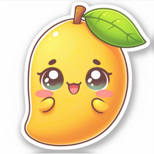 Schattig Kawaii Mango Sticker (Voorkant)