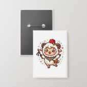 Schattig Kawaii Marokkaans Eid al-Adha Schaap Fez Button (Voorkant / Achterkant)