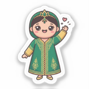 Schattig Kawaii Marokkaanse Caftan Traditionele Gr Sticker