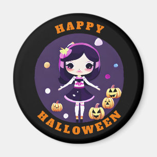 Schattig Kawaii Meisje in Pompoenen Halloween Magneet