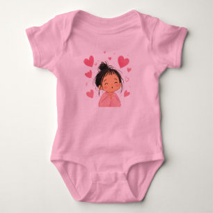 Schattig Kawaii Meisje met Hartjes Illustratie Z Romper