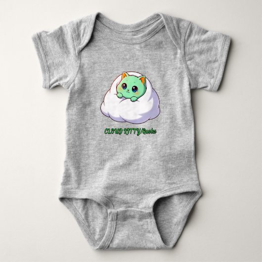 Schattig Kawaii Mint Katje in Wolk Romper (Voorkant)