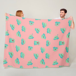 Schattig Kawaii Mintgroene Blob Geest Pastelroze Fleece Deken