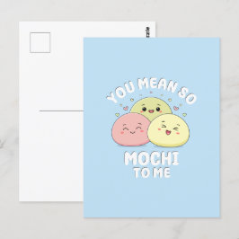 Schattig Kawaii Mochi Voedsel Pun Pastel Liefdesci Briefkaart