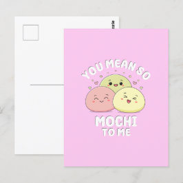 Schattig Kawaii Mochi Voedsel Pun Pastel Liefdesci Briefkaart
