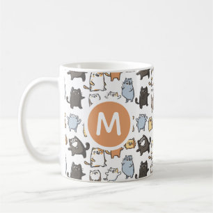Schattig Kawaii Mollige Cartoon Kat Naadloos Patro Koffiemok