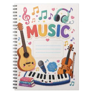 Schattig Kawaii Muziek Thema Kinderen School Notitieboek
