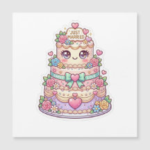 Schattig Kawaii Net Getrouwd Trouwtaart Pastel Blo