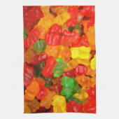 schattig kawaii oranje geel rood kleurig gummy bee theedoek (Verticaal)