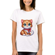 Schattig Kawaii Oranje Kitten Rood Geruit Strikje