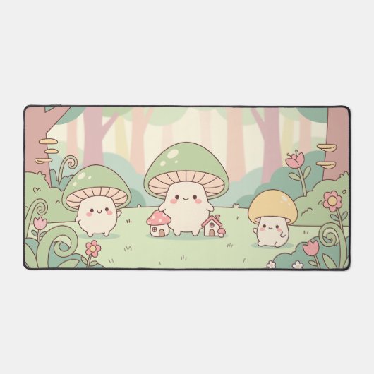 Schattig Kawaii Paddenstoelen Bos Bureaumat (Voorkant)