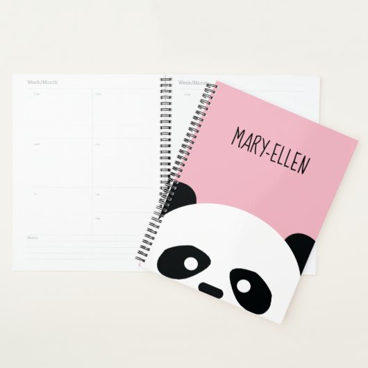Schattig Kawaii Panda Beer Gepersonaliseerd Roze Planner (Display)