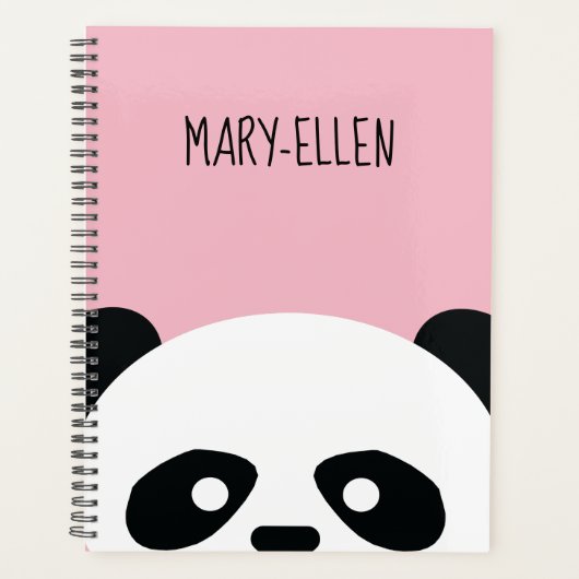 Schattig Kawaii Panda Beer Gepersonaliseerd Roze Planner (Voorkant)