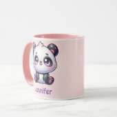 Schattig Kawaii Panda gepersonaliseerd ontwerp Mok (Voorkant links)