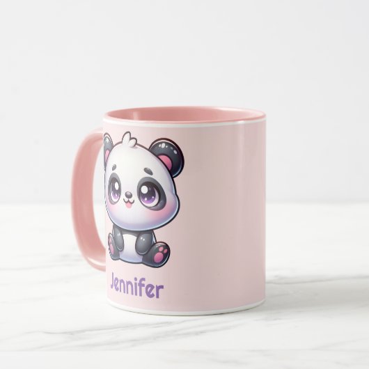 Schattig Kawaii Panda gepersonaliseerd ontwerp Mok (Voorkant links)