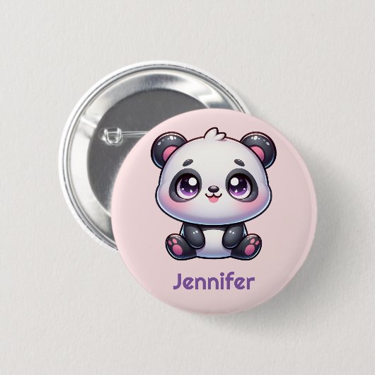 Schattig Kawaii Panda gepersonaliseerd ontwerp Ronde Button 5,7 Cm (Voorkant /achterkant)