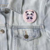 Schattig Kawaii Panda gepersonaliseerd ontwerp Ronde Button 5,7 Cm (In situ)