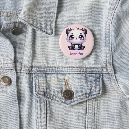 Schattig Kawaii Panda gepersonaliseerd ontwerp Ronde Button 5,7 Cm (In situ)