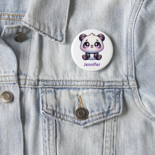 Schattig Kawaii Panda gepersonaliseerd ontwerp Ronde Button 5,7 Cm (In situ)