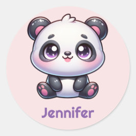 Schattig Kawaii Panda gepersonaliseerd ontwerp Ronde Sticker