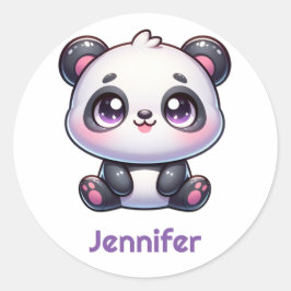 Schattig Kawaii Panda gepersonaliseerd ontwerp Ronde Sticker