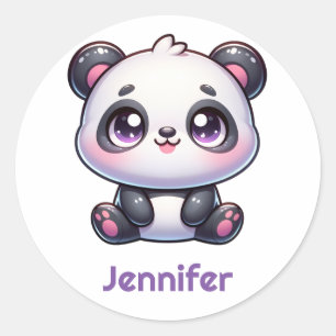 Schattig Kawaii Panda gepersonaliseerd ontwerp Ronde Sticker