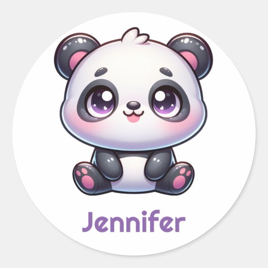 Schattig Kawaii Panda gepersonaliseerd ontwerp Ronde Sticker (Voorkant)