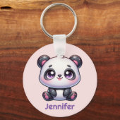 Schattig Kawaii Panda gepersonaliseerd ontwerp Sleutelhanger (Achterkant)