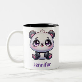 Schattig Kawaii Panda gepersonaliseerd ontwerp Tweekleurige Koffiemok