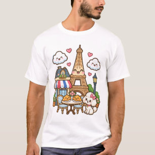 Schattig Kawaii Parijs Eiffeltoren Reizen T-shirt